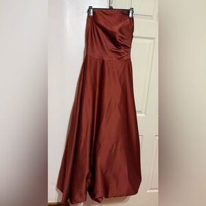 Jovani Rust Satin Evening Dress